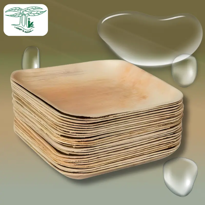 Areca leaf Square Plates which is Biodegradable and Eco-Friendly.