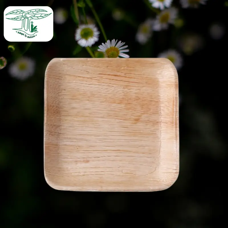 Areca leaf Square Plates which is Biodegradable and Eco-Friendly.